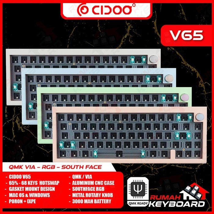 Mechanical Keyard - Cidoo V65 V2 - 66 Keys - Gasket - South - Bare