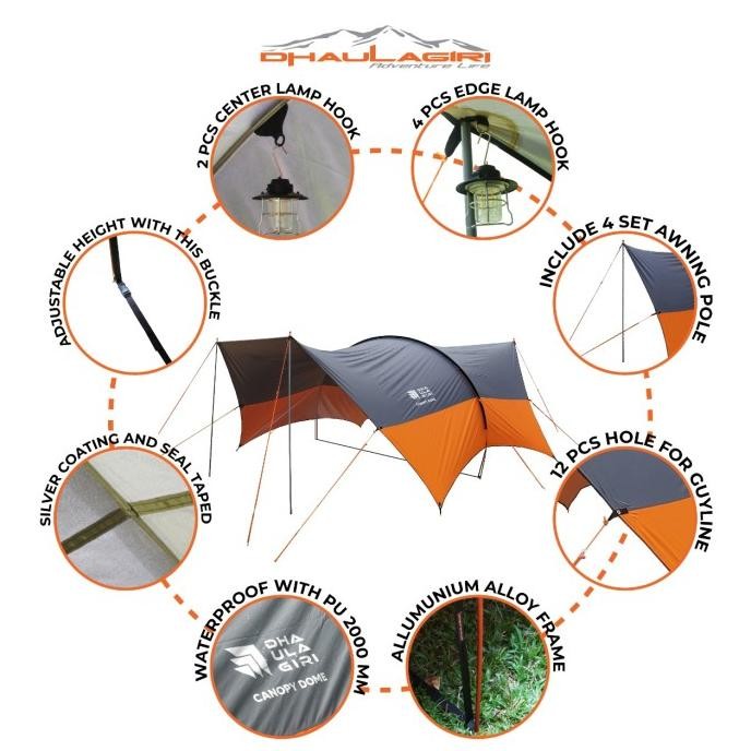 Awning Set Tiang Flysheet Camping Canopy Dome Tenda Dhaulagiri Leonimarimas