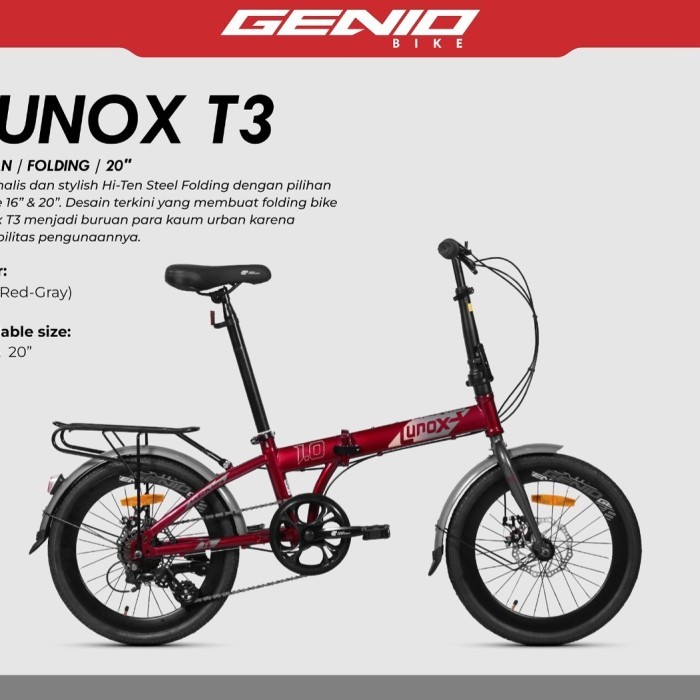 Sepeda Lipat 20 Genio Lunox 1.0 New Boncengan