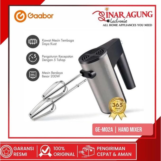 GAABOR HAND MIXER 200 WATT PENGOCOK TELUR STAINLESS GE-M02A