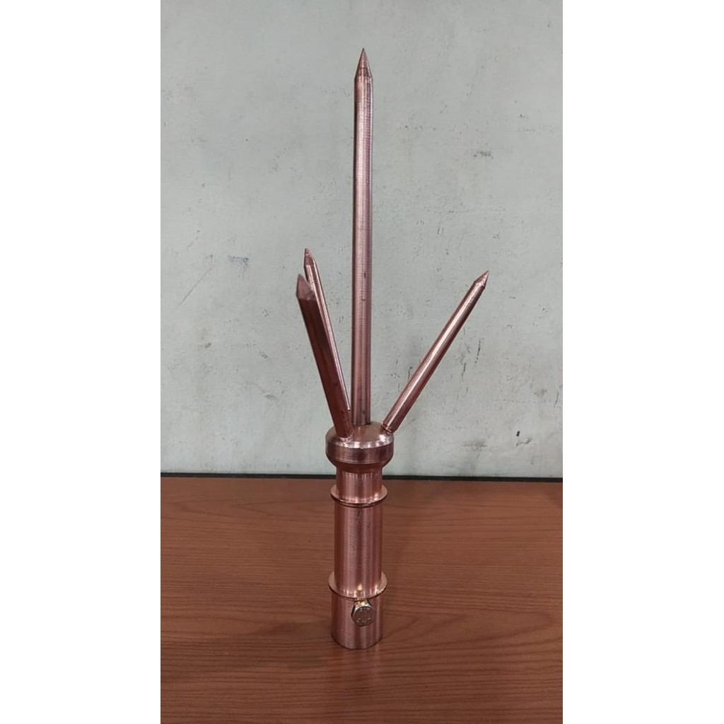 PENANGKAL PETIR TRISULA TEMBAGA KUNINGAN 3/4 TOMBAK ANTI PETIR