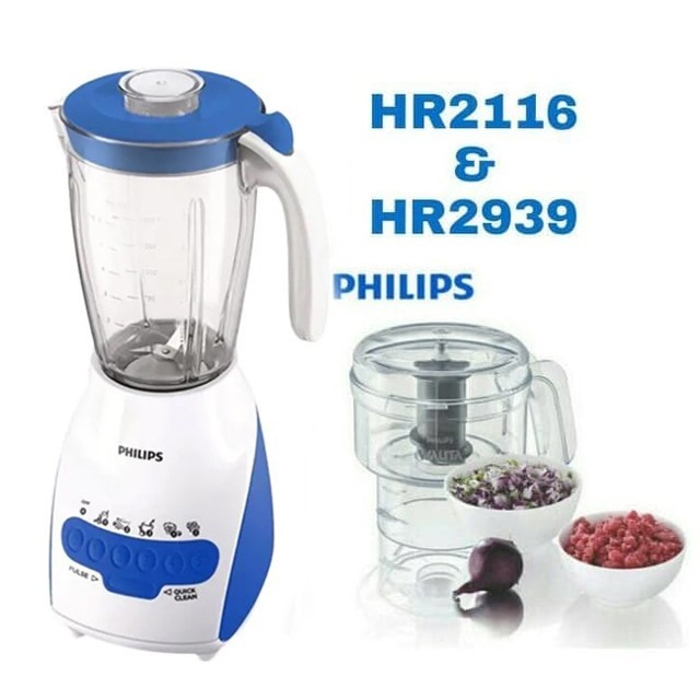 new Philips Hr2116 + Hr 2939 Blender Gelas Kaca Paket Chopper Philips