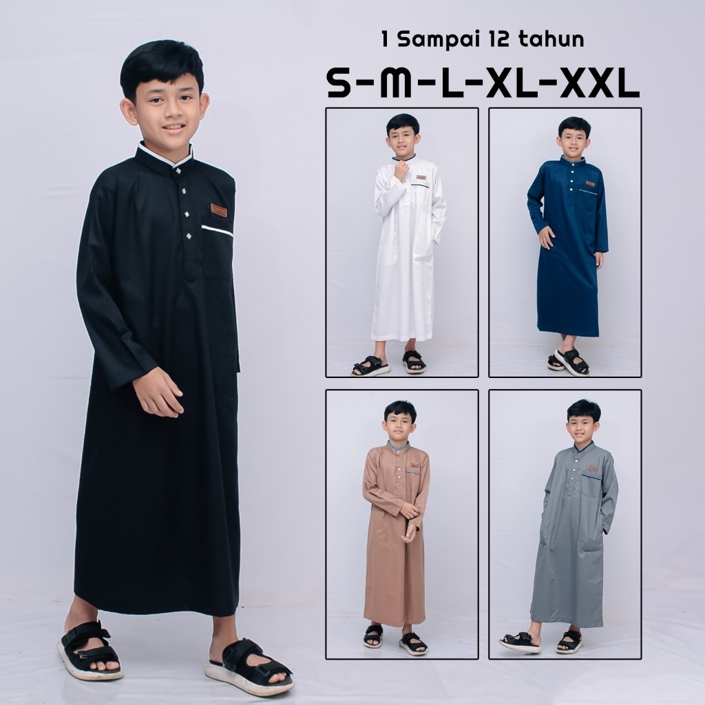 [PROMO] Jubah Anak Laki Laki Putih Premium / Baju Jubah Gamis Anak Laki Laki Umur 3-12 Tahun Bahan K