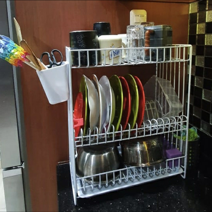 Rak Piring 3 Susun Besi Modelline+Tatakan/Rak Piring Gantung 3Susun