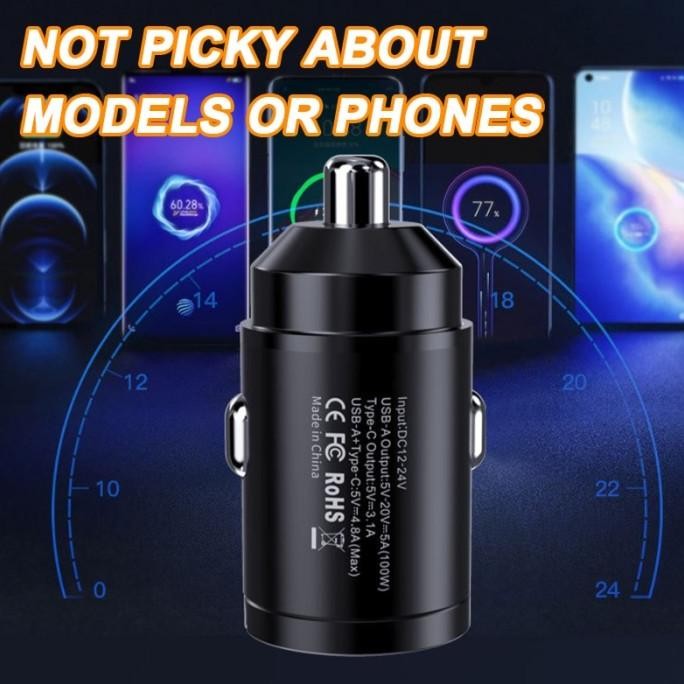 Trending 100W Casan Mobil Super Cepat Pengisi Daya Cepat Charger Usb Mobil  Neo