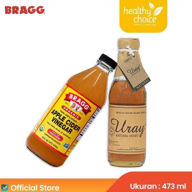 

Bundling Bragg Organic Apple Cider Vinegar 473 ml + Madu Uray 450 gr