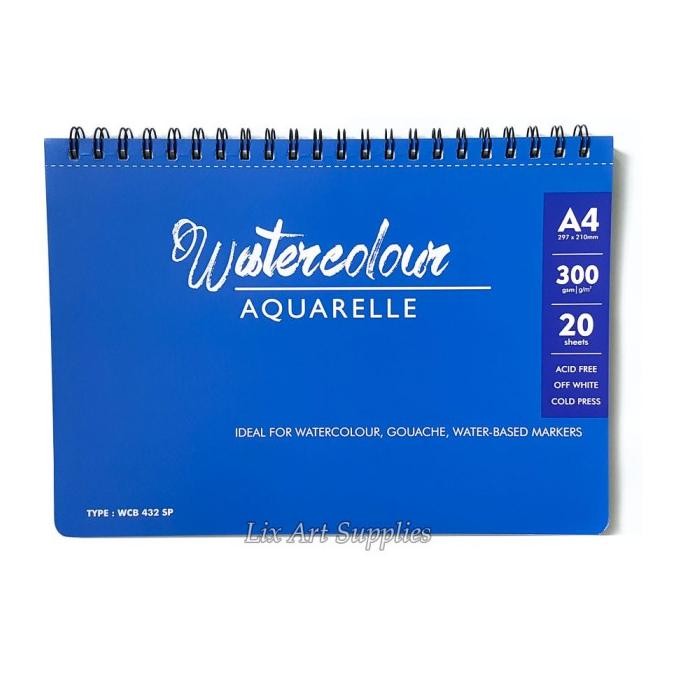 

SALE V-Tec Watercolor Book Spiral A4 - 20 lbr (300 gsm) Cold Pressed
