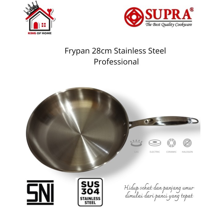 Supra Frypan Fry Pan 26Cm 28Cm Stainless Steel Sus304 Profesional Impact Bottom Panci Supra Kuali