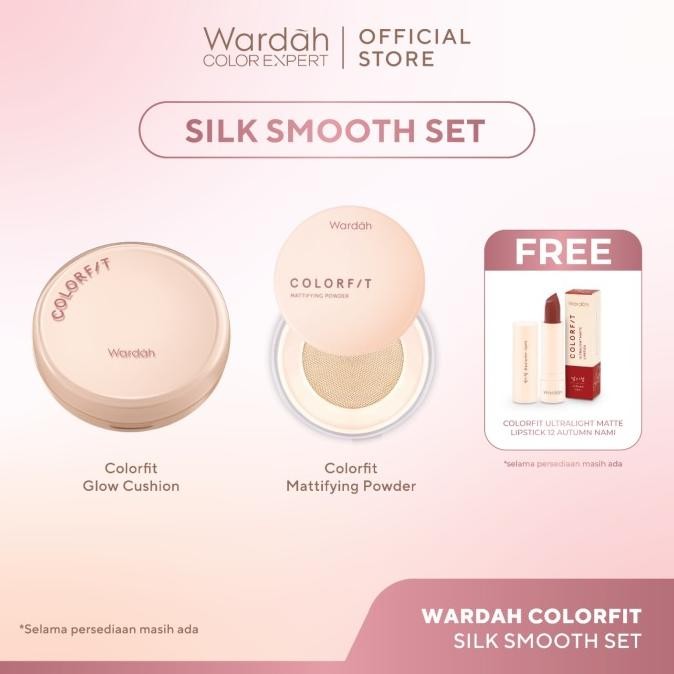 Stok Terbatas Paket Wardah Silk Smooth Set - Colorfit Perfect Glow Cushion + Colorfit Mattifying Pow