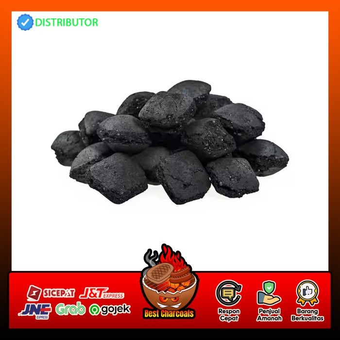 Arang Briket Brongkol Bulat Batubara Batok Kelapa Bbq Barbekyu Sisha P