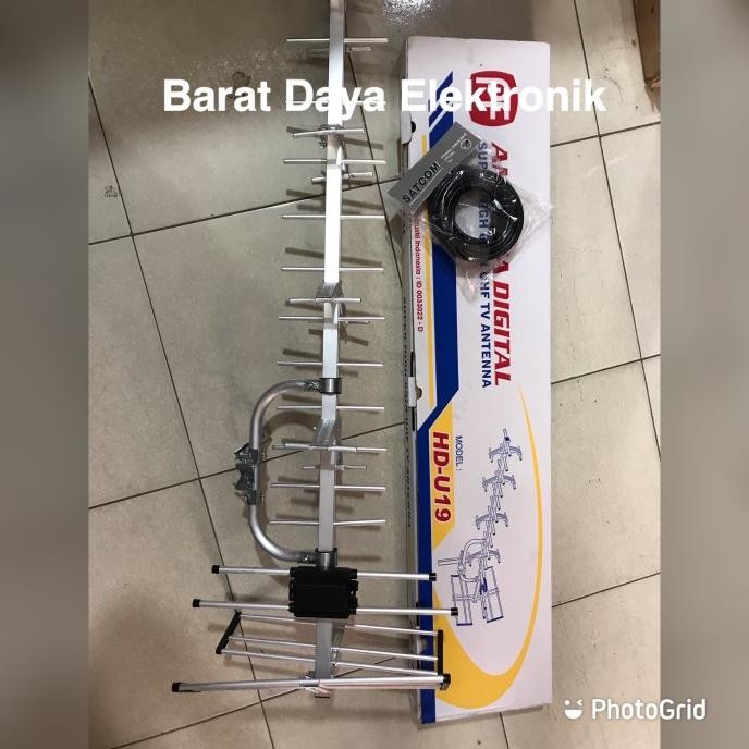 ANTENA TV LUAR PF DIGITAL HD-U19 (MODEL YAGI) 100% ORI+ KABEL 15MTR BARU
