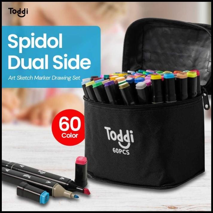 

Spidol Warna Warni 1 Set Lengkap Dual Side Fine Art Pen Marker 60 Pcs