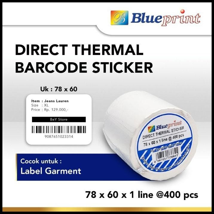 

Blueprint Direct Thermal Sticker Label Stiker Barcode 78x60 mm 1 Line 400 pcs