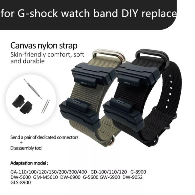 Tali Strap Kanvas Nato Canvas Casio G-Shock Adapter Konektor GShock