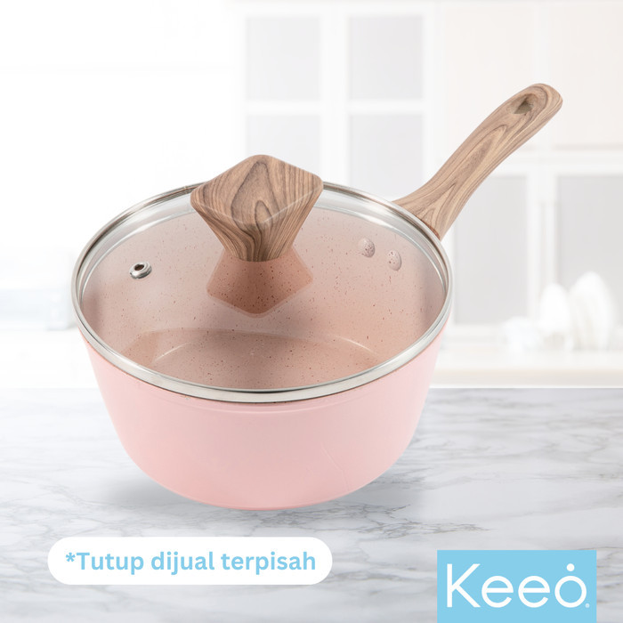KEEO 16 CM PANCI ANTI LENGKET MARBLE GRANIT (SAUCE PAN) PINK