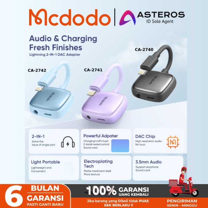 Mcdodo Splitter iPhone Lightning to Jack 3.5mm + Lightning Audio Mic