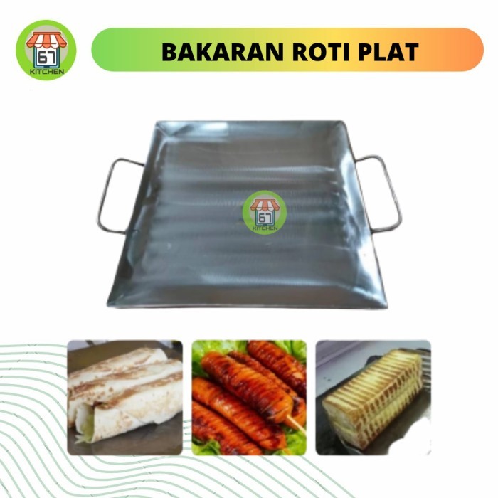 Wajan Panggangan Roti Wajan Plat Persegi Roti Bakar Kebab Sosis Kuali