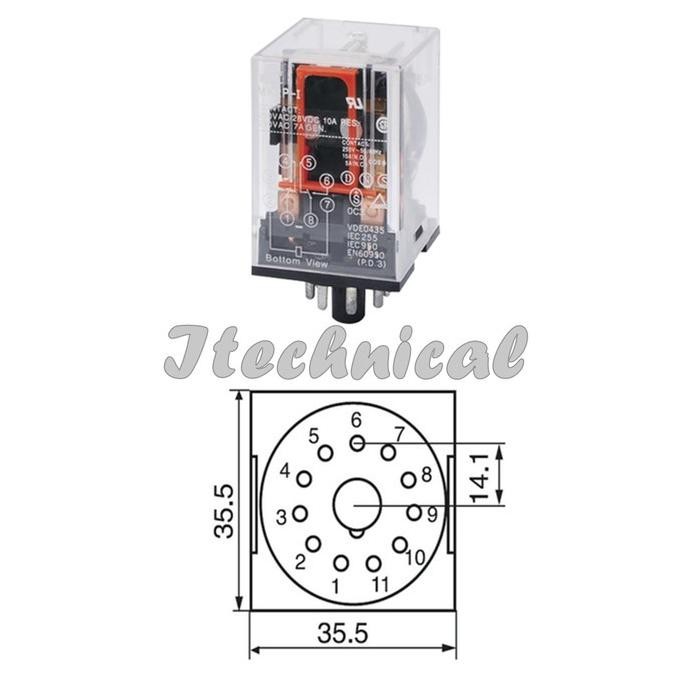 Promo RELAY MK3P MK3PN 12 PIN AC 220V / DC 12V / DC 24V COD