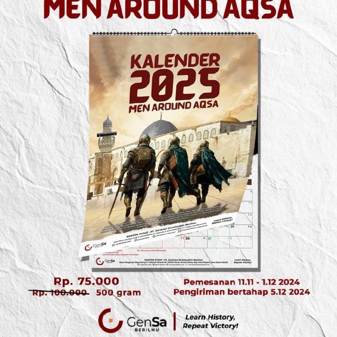 

Kalender Meja & Dinding Men Around Aqsa 2025 By Edgar Hamas Gen Saladin Gensa Berilmu Original Original Dan Terpercaya