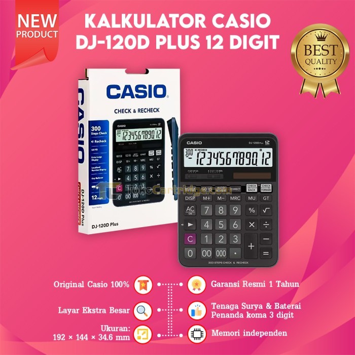 

Kalkulator Casio DJ-120D Desktop Calculator Plus 12 Digit New Original