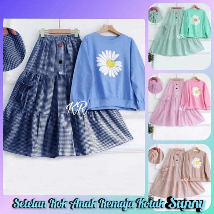 SETELAN ROK ANAK REMAJA KOTAK SUNNYSETELAN ROK ANAK REMAJA KOTAK SUNNY Bahan Atasana Babyterry + Rok