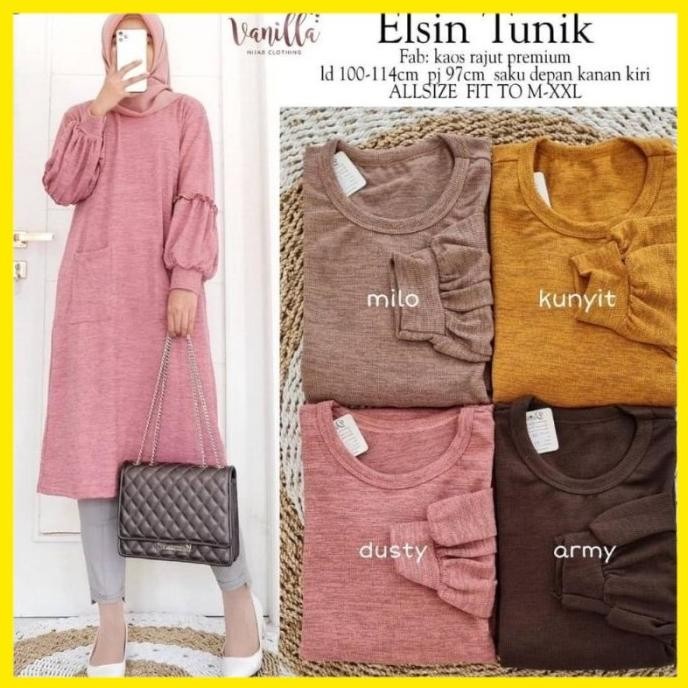 A41 TUNIK WANITA MUSLIM DRESS KAOS MUSLIMAH TERBARU LENGAN BALON MEWAH