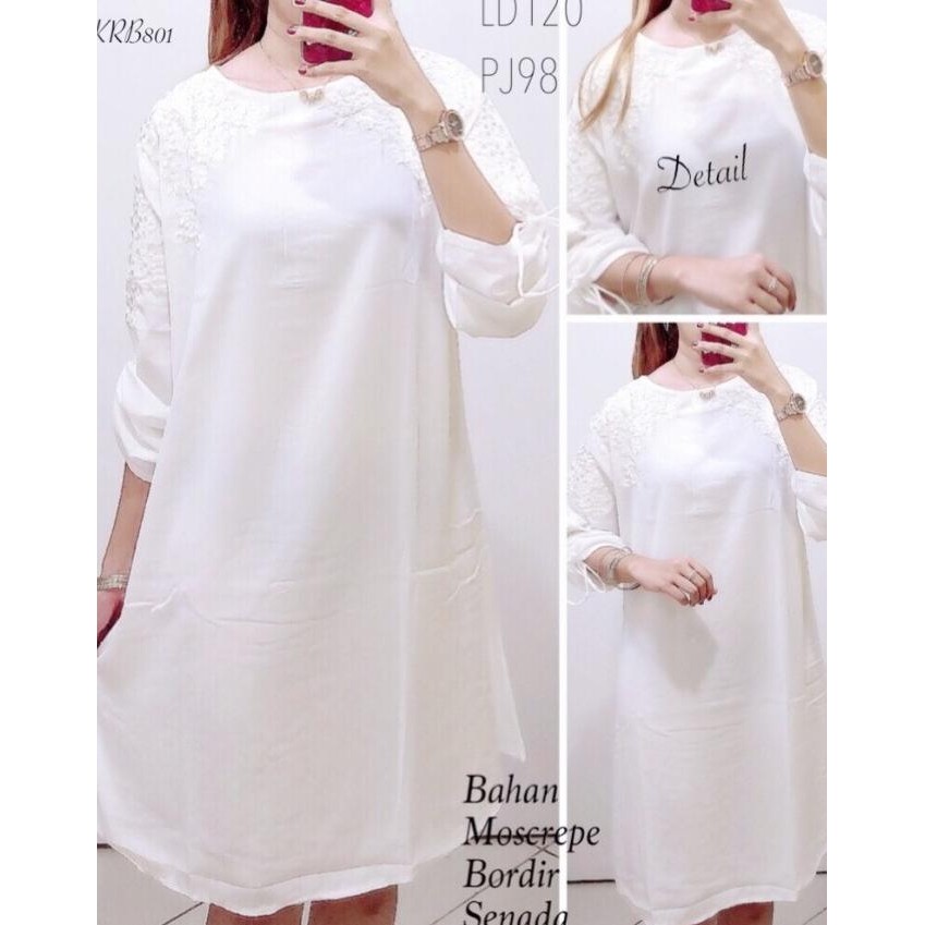 TUNIK PUTIH BORDIR PUTIH JUMBO XXL XXXL ATASAN PUTIH BLUS PUTIH ATASAN