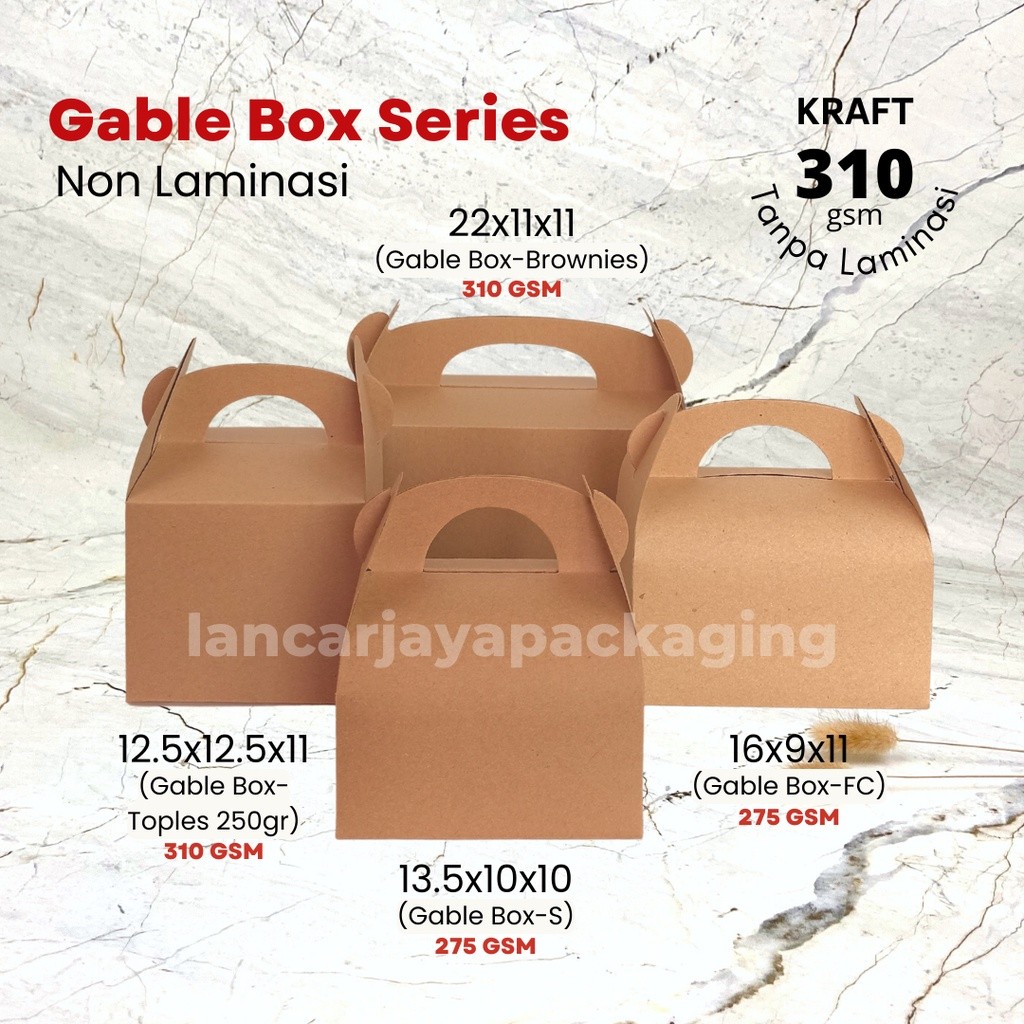 

Gable Box Kotak Jinjing Kemasan Snack Souvenir Hampers 13.5X10X10 Cm
