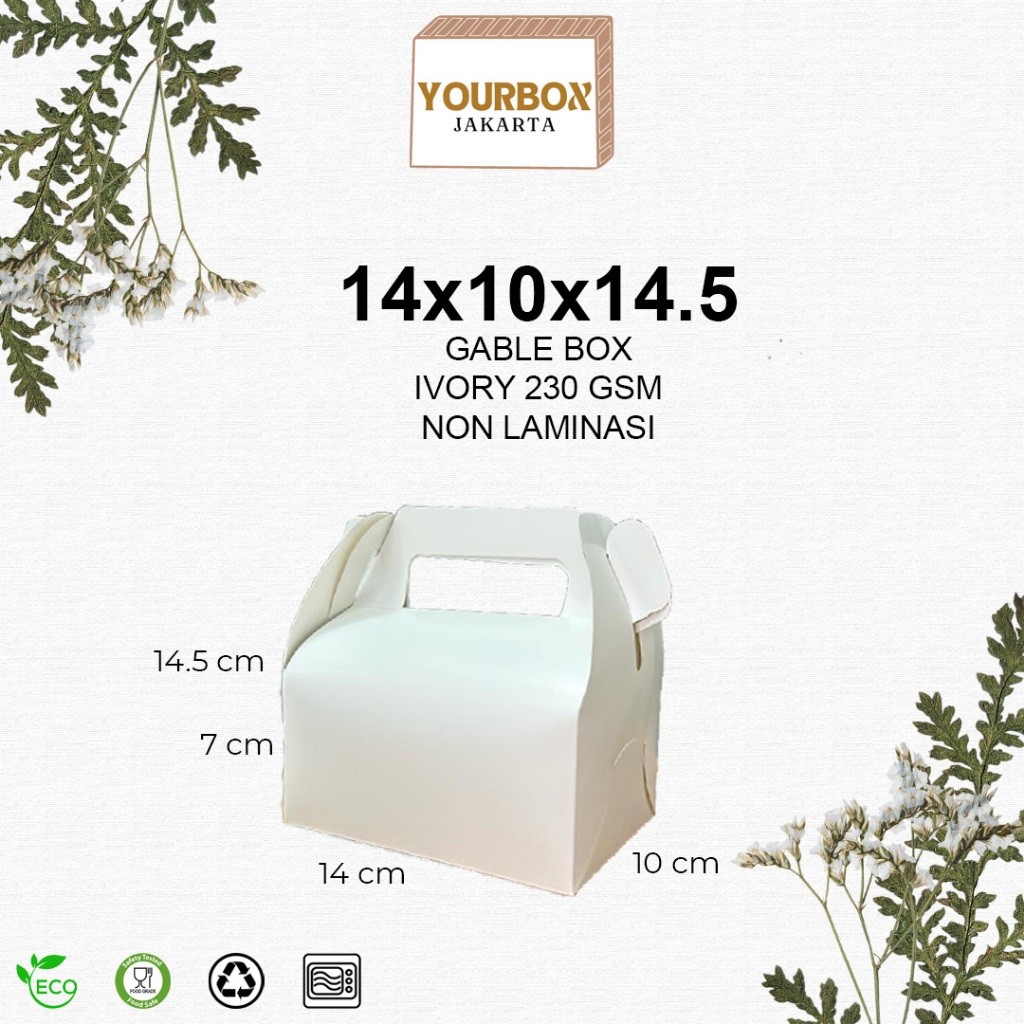 

Gable Box Hampers Souvenir Gift Pack Ivory Putih 14X10X14,5