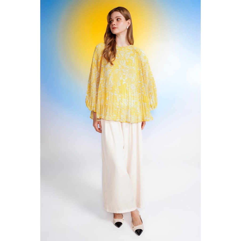 Murah Benang Jarum - Lainey Pleats Blouse - Yellow Non COD