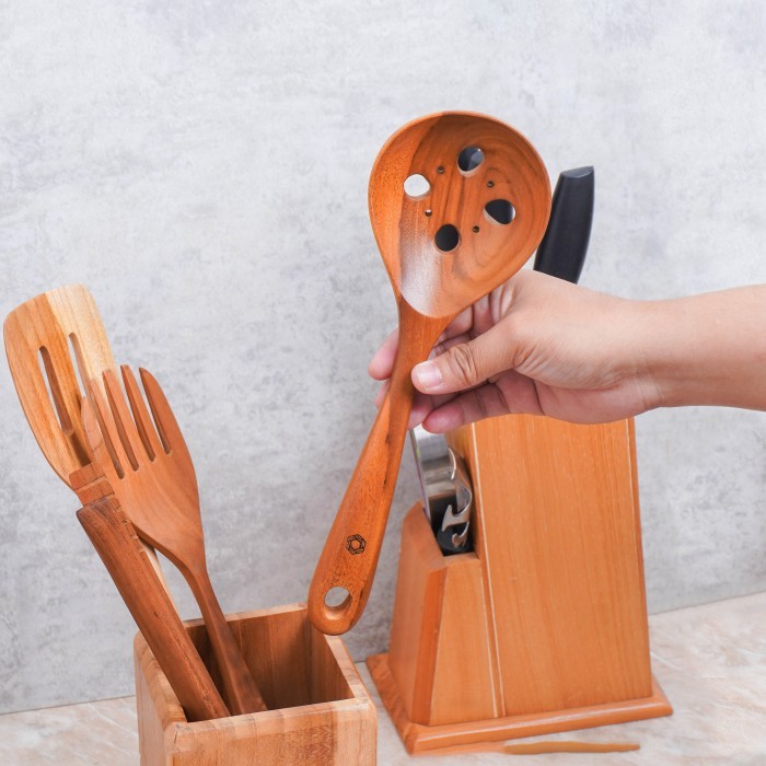 Spatula Jati Pasta Bulat / Spatula Kayu Jati