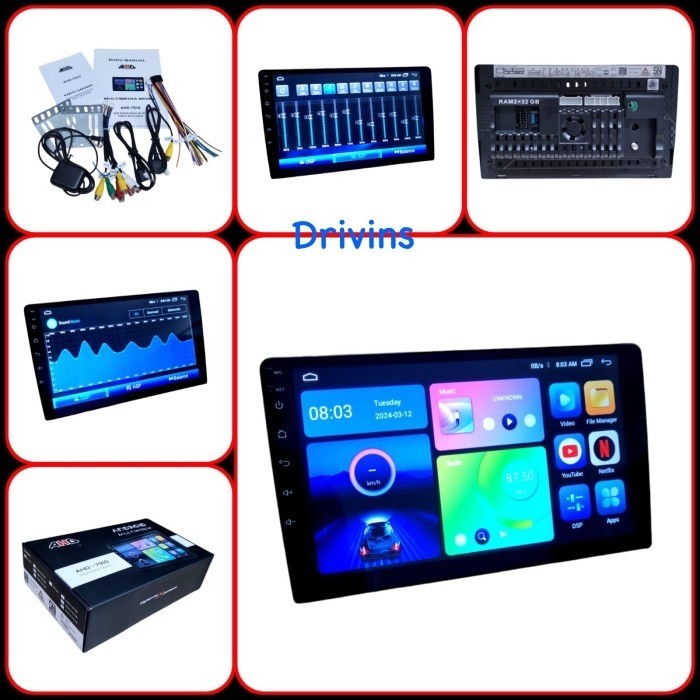 Head Unit Double Din Android Ahd-7910 9/10 Inch Ram 2+32GB Universal