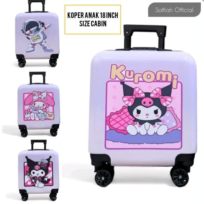 Tas Koper Kuromi Bagasi Anak Troli Roda 4 Ukuran 18Inch