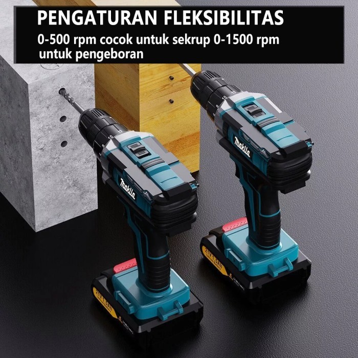 Makita 766V Mesin Bor Listrik Bor Baterai Cordless Drill 10mm Set Mesin Bor Tangan Baterai Tembok