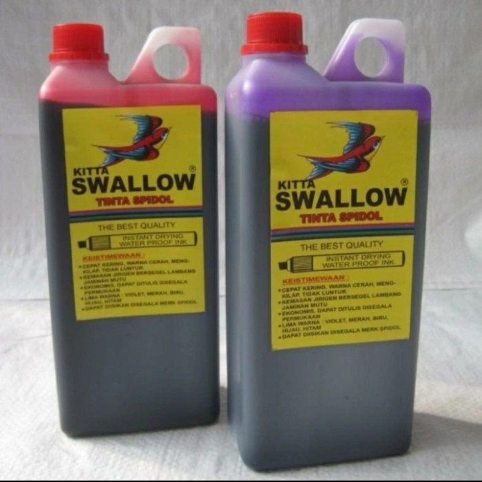 

Tinta Karung Permanen Merk Swallow Warna Merah,Biru,Hijau,Hitam,Violet(Free Botol)