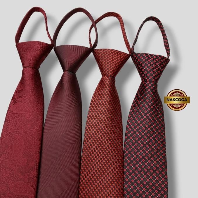 Sale Dasi Merah Moron Mewah Dasi Zipper Resleting Dasi Instan Siap Pakai