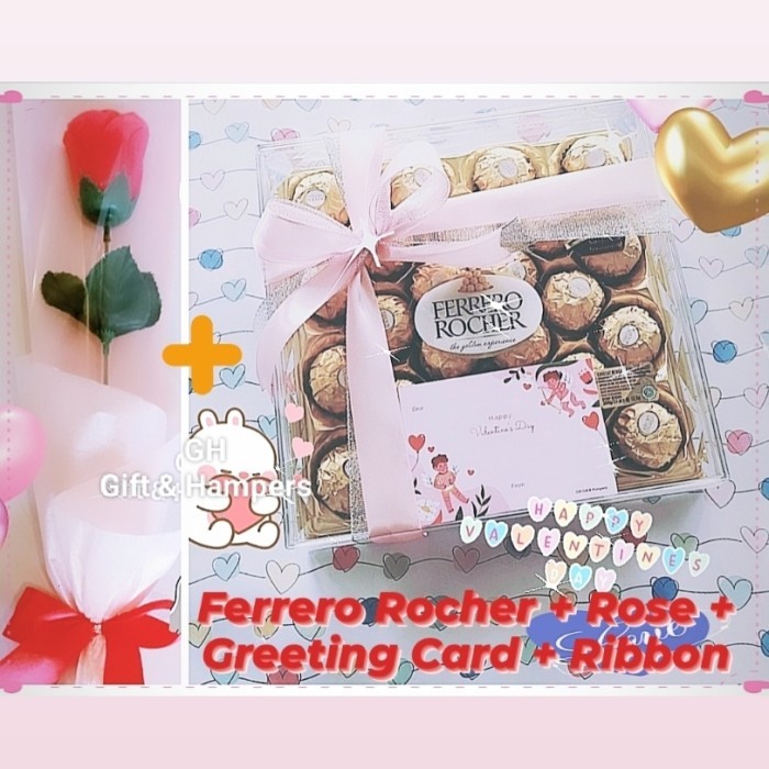 

Coklat Valentine Ferrero Rocher +Bunga Rose Kado Valentine Valentin