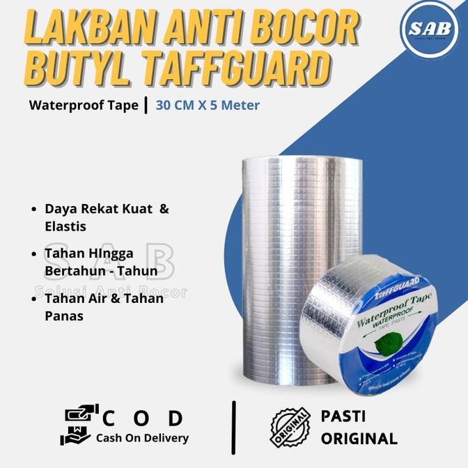 

LAKBAN ANTI BOCOR ALUMUNIUM FOIL PENAMBAL ATAP TALANG AIR 30CM X 5M ASLI