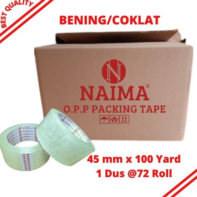 

LAKBAN BENING NAIMA 2 INCH 45MM X 100 YARD MURAH [1 DUS - 72 ROLL] ASLI