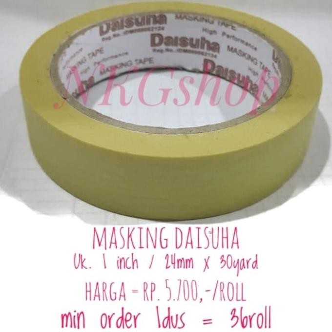 

MASKING TAPE/LAKBAN KERTAS DAISUHA 1INCH X 30YARD (MIN 1DUS = 36ROLL) ASLI