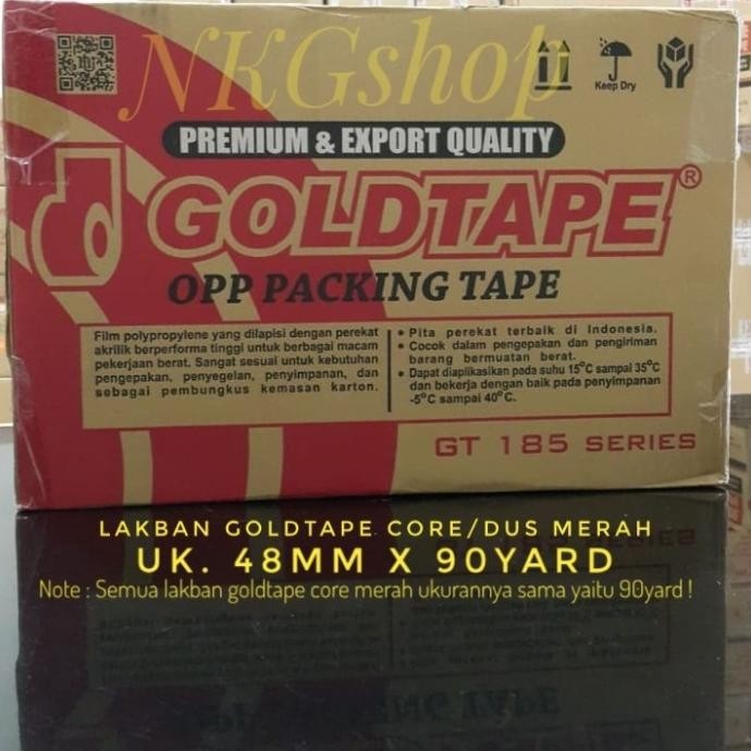 

LAKBAN GOLDTAPE/OPP GOLDTAPE DUS MERAH 2" 48MMX90Y (MIN 1DUS = 72ROLL) ASLI