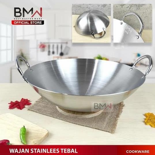 Wajan Kuali Stainless Steel Bmw 36Cm | Wajan Kuali 36Cm Tebal Original
