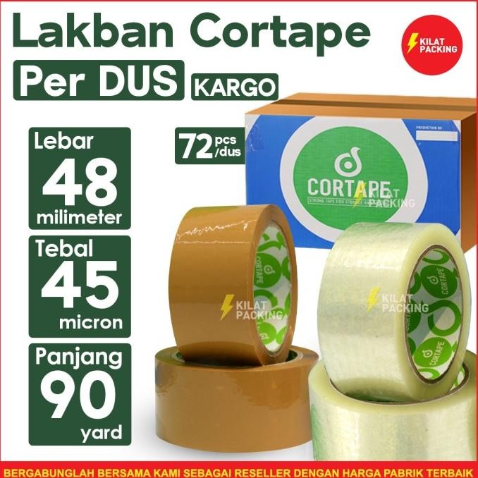 

LAKBAN CORTAPE SETARA DAIMARU / UKURAN 48 MM X 90 YARD MURAH PER DUS ASLI