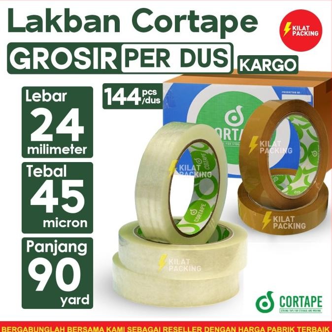 

LAKBAN CORTAPE SETARA DAIMARU / UKURAN 24 MM X 90 YARD MURAH PER DUS ASLI