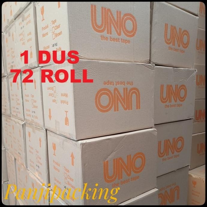 

LAKBAN BENING COKLAT 48MM X 90 YARD 1 DUS ISI 72 ROLL UNO SOLATIP BOX ASLI