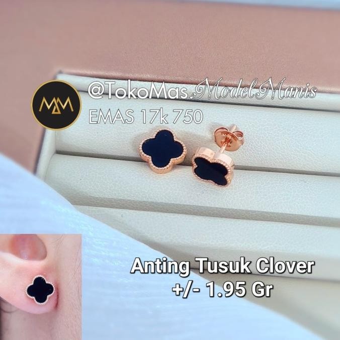 Ready Anting Tusuk Italy Giwang Van Cleef Hitam Putih Pink Emas Rosegold 750