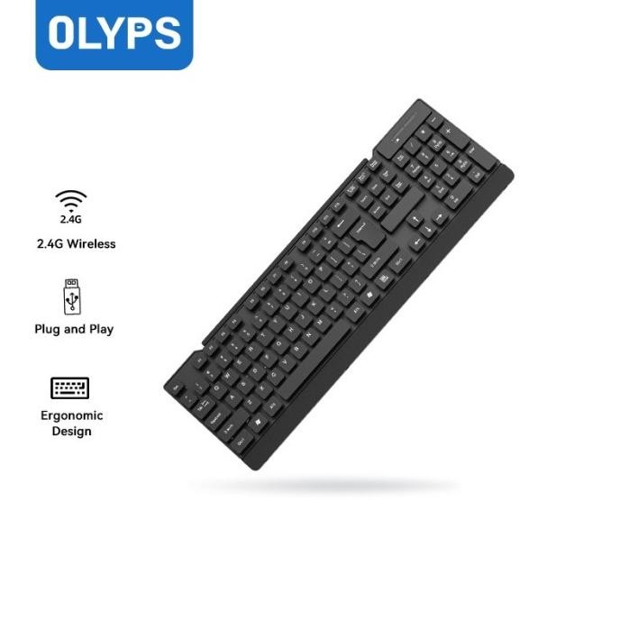 OLYPS KEYBOARD WIRELESS 2.4GHZ LAPTOP PORTABLE FULL SIZE BASS BUTTON UNTUK PC LAPTOP STOK TERBATAS