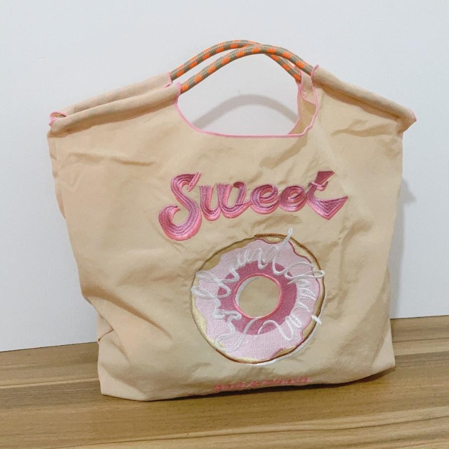 PROMO READYTas Bordir Tas Belanja Bordir Donat Tas Tangan Tote Tas Kain Tas Kain Bordir (Tali bahu d