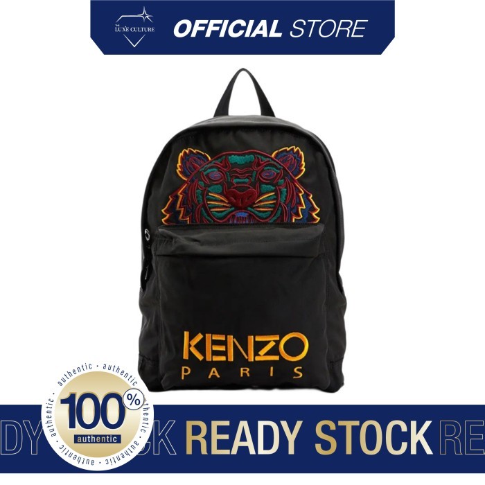 Kenzo Tiger Maroon Yellow Backpack / Tas Branded Original