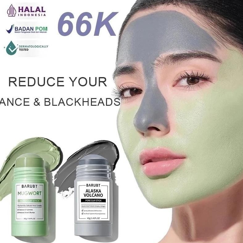 COD Masker Wajah Masker Komedo Ampuh Penghilang Jerawat Acner Eksfoliasi Wajah 40g Masker Clay Stick